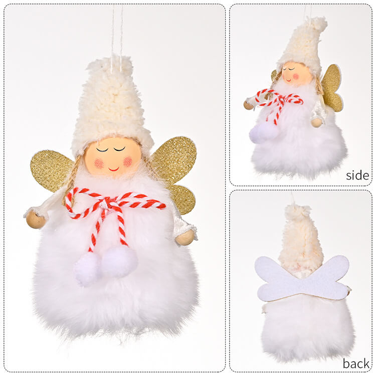 Christmas Decoration Christmas Golden Wings With Bow Ball Angel Girl Christmas Tree Hanging