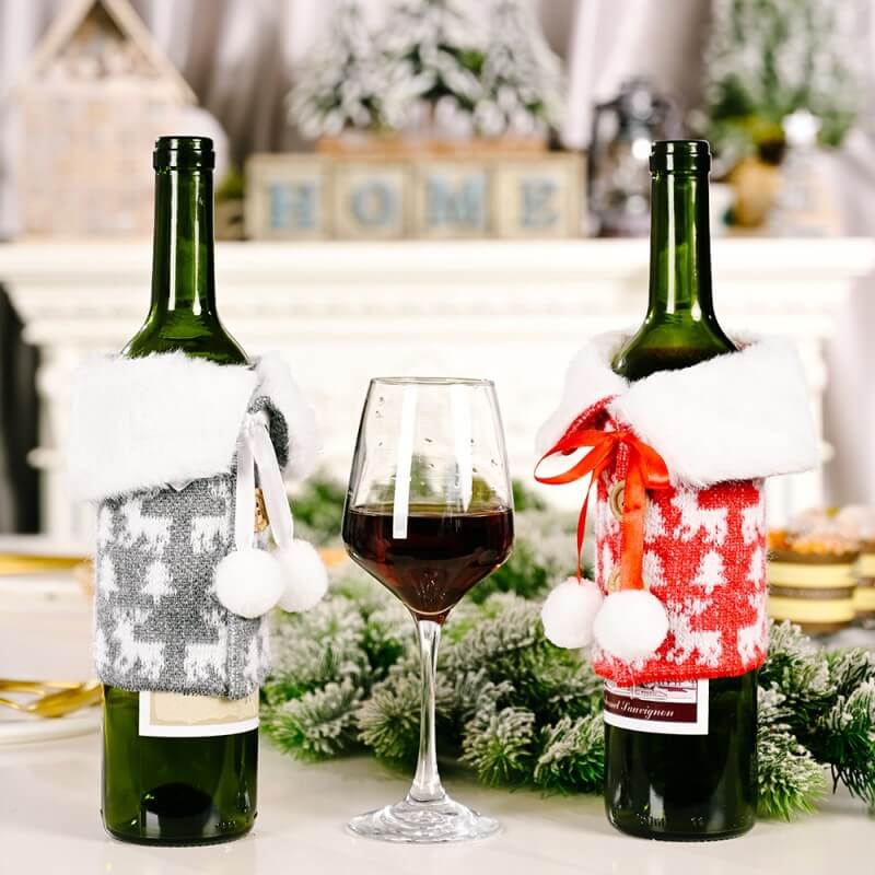 Christmas Wine Bottle Cover Bags For Christmas Party Table Decorations