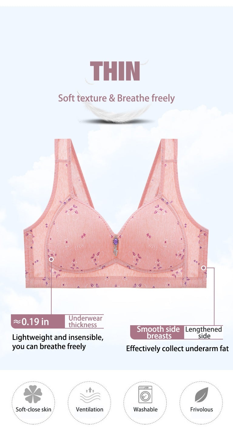 Thin section without rims Big Breast Small Vest Soft and Comfortable Push Up Bra