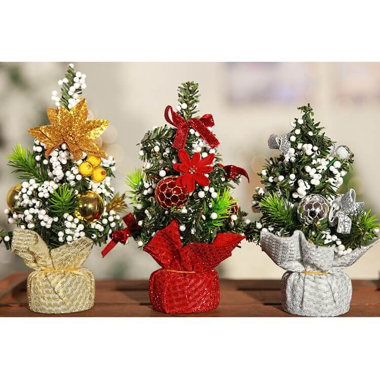 Small Christmas Trees, Mini Christmas Tree with Base Table Top Trees for Desk Table Tops Christmas Decorations (20cm)