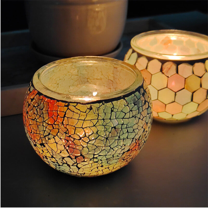 Romantic Handmade Mosaic Glass Candle Holders Decorative Household Ornaments Candle Holders