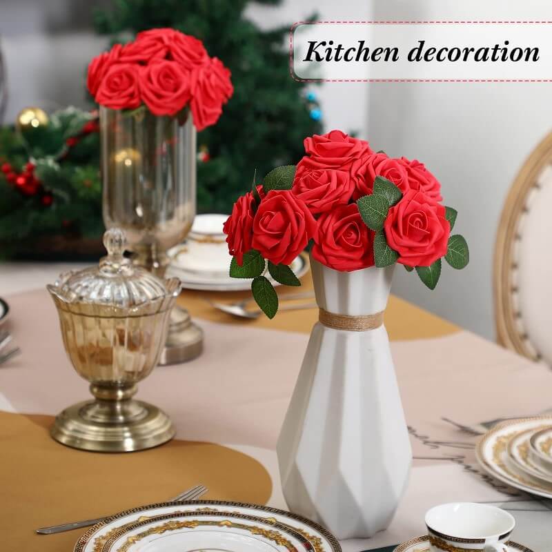 25pcs Artificial Foam Roses Decoration DIY for Wedding Bridal Bouquet Centerpieces