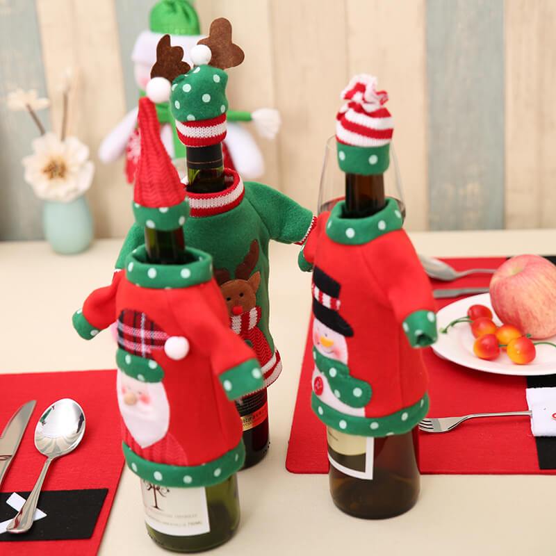 Sweater Christmas Wine Bottle Cover, Handmade Sweater Wine Bottle Bags for Christmas Decorations