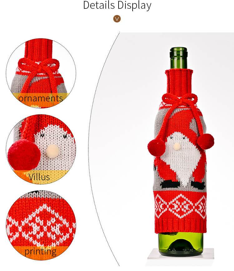 Lovely Dwarf Pattern Christmas Sweater Wine Bottle Cover, Reusable Wine Gift Bags  for Christmas Bottle Wrap Party Festival Decors