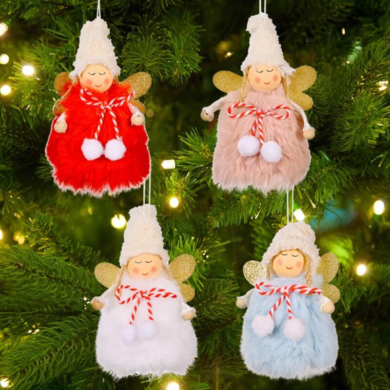 Christmas Decoration Christmas Golden Wings With Bow Ball Angel Girl Christmas Tree Hanging