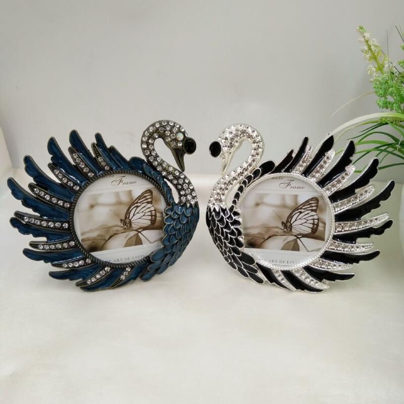 A Pair Blue Swan Picture Frame Home Decor Desktop Photo Frame Desk Ornaments