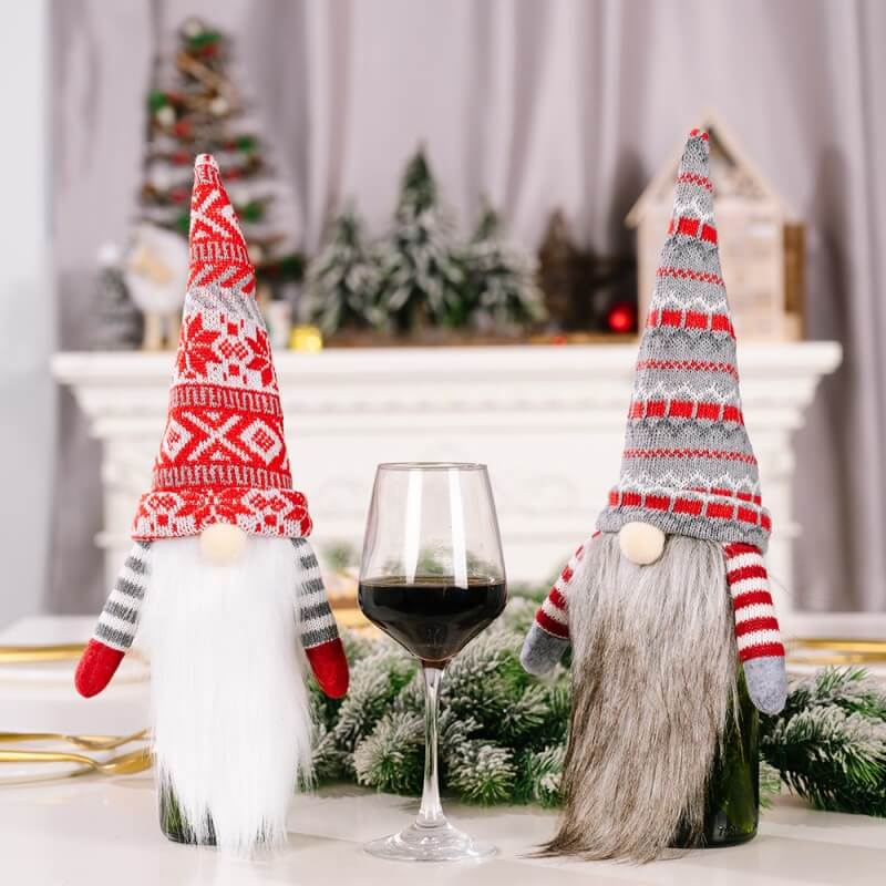 Cute Christmas Faceless Doll Wine Bottle Covers Christmas Party Decorations