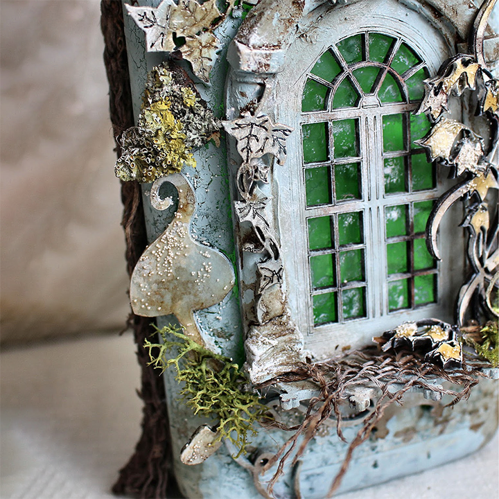 Altered Art Bottle - Mystical forest stories