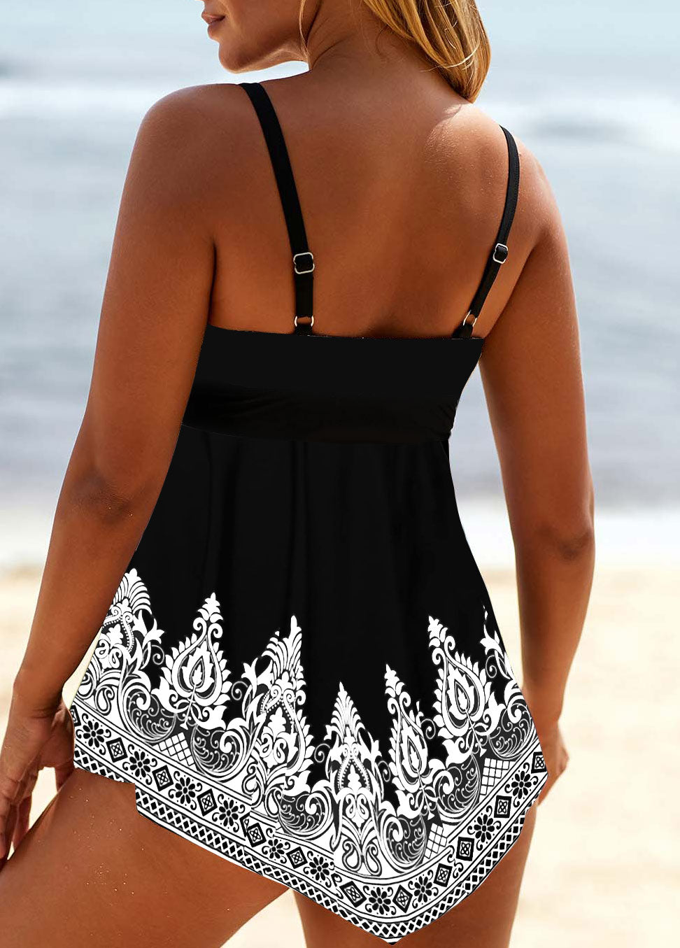 Tribal Print Lace Up Swimdress Top