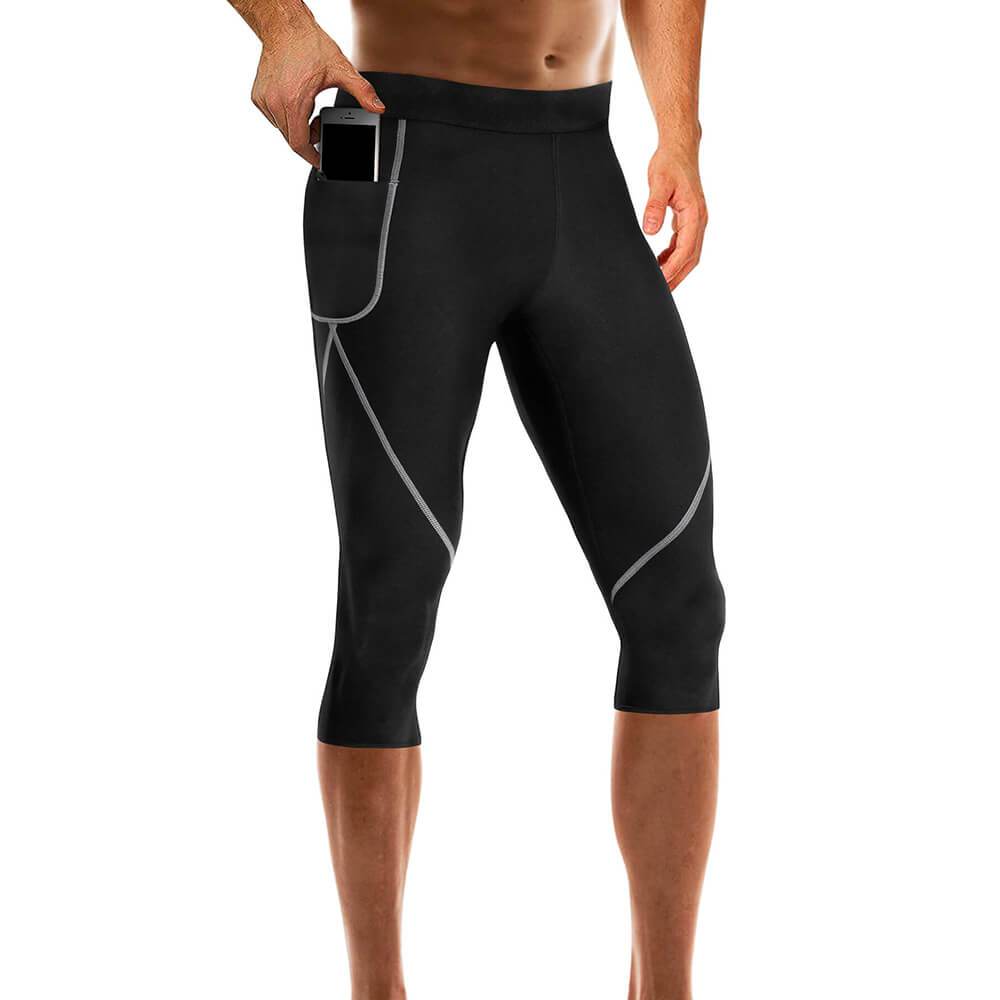 Men Neoprene Sauna Sweat Fitness Workout Pant With Side Pockets - Nebility