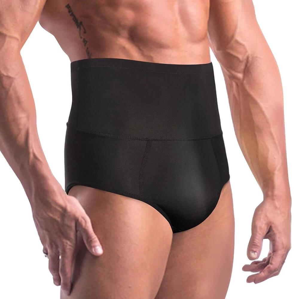 Mens Tummy Shaper Panties High Waist Compression Underwear Black - Nebility