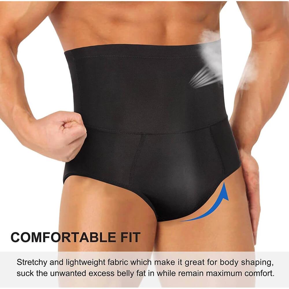 Mens Tummy Shaper Panties High Waist Compression Underwear Black - Nebility