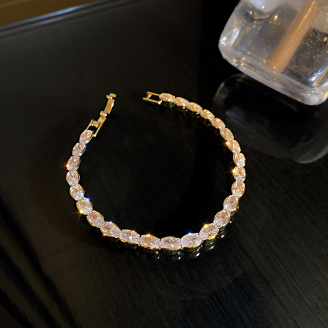 14K Alloy Zirconium Diamond Geometric Bracelet