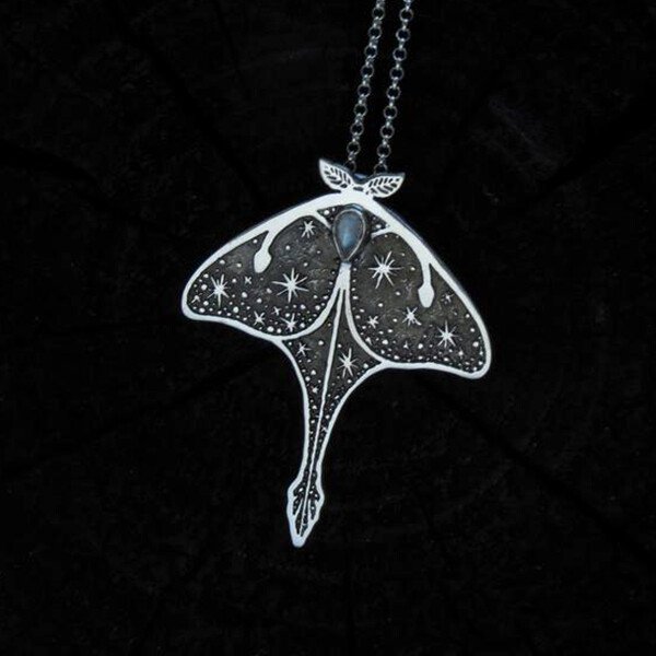 Luna Moth Moonstone Necklace