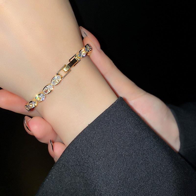 14K Alloy Zirconium Diamond Geometric Bracelet