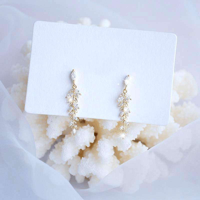 18K Gold Leaf Drop Earrings