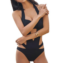 Crisscross Cutout Front Halter Bikini Set