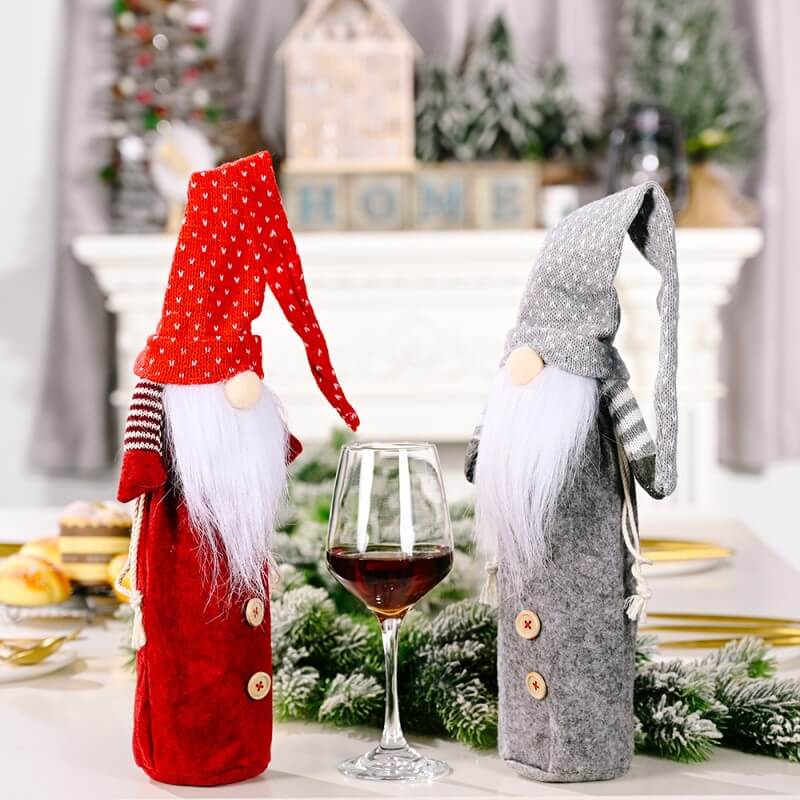 Christmas Faceless Doll Wine Bottle Covers Bags for Christmas Party Decorations Festival Dinner Party Table