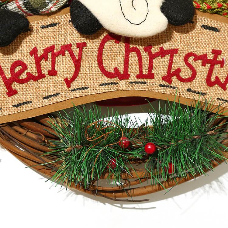 Christmas Rattan Hanging Wreath Christmas Wreaths for Front Door Santa Snowman Deer Christmas Wreath