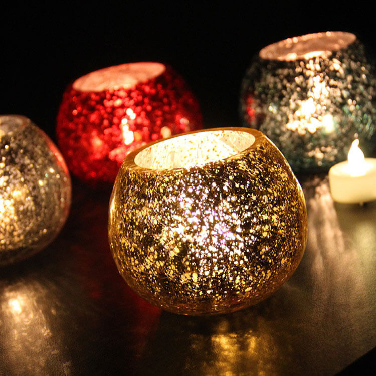 Christmas Glass Ball Candle Holder Decoration Wedding Holiday Desktop Ornaments