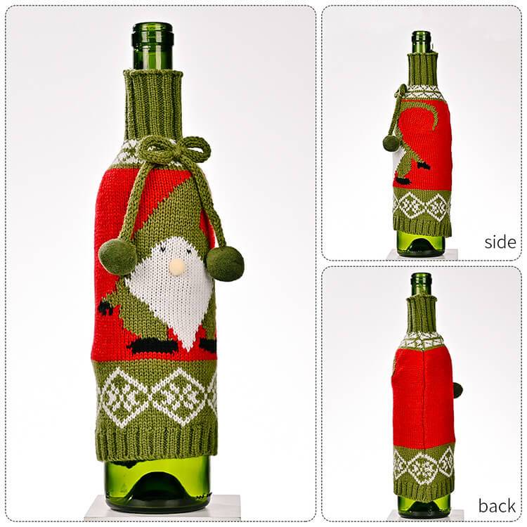 Lovely Dwarf Pattern Christmas Sweater Wine Bottle Cover, Reusable Wine Gift Bags  for Christmas Bottle Wrap Party Festival Decors