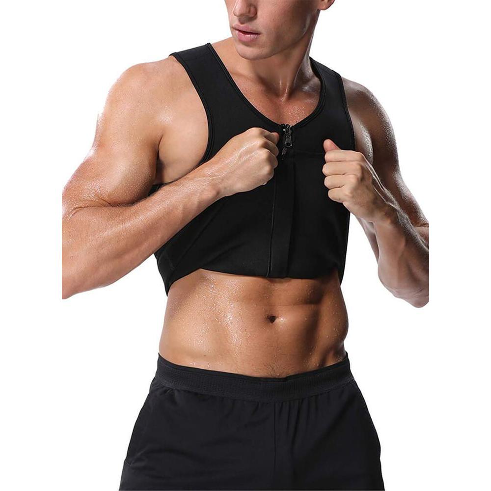 Mens Neoprene Hot Sauna Vest Slimming Tank Top Shaper Shirt - Nebility