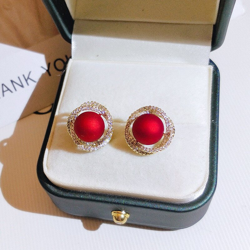 Red pearl earrings