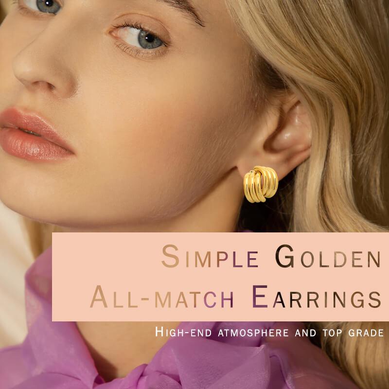 Simple Golden All-match Earrings