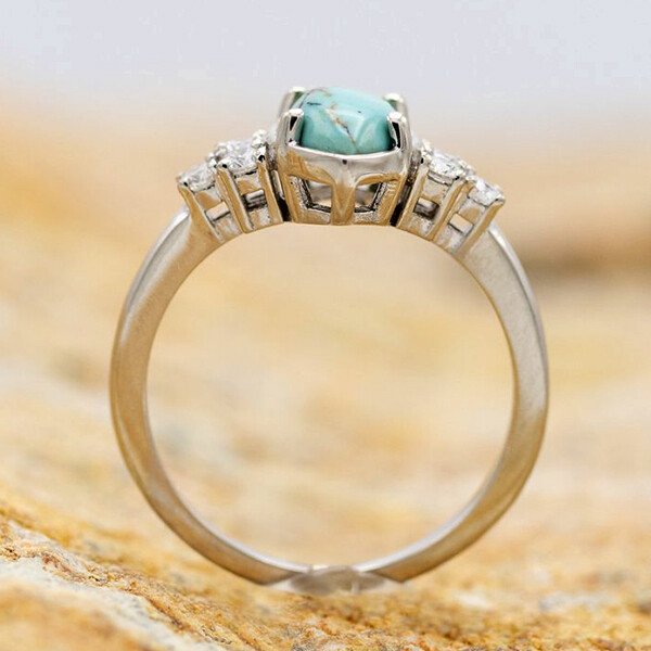 Cut Turquoise Diamond Decoration Set Ring