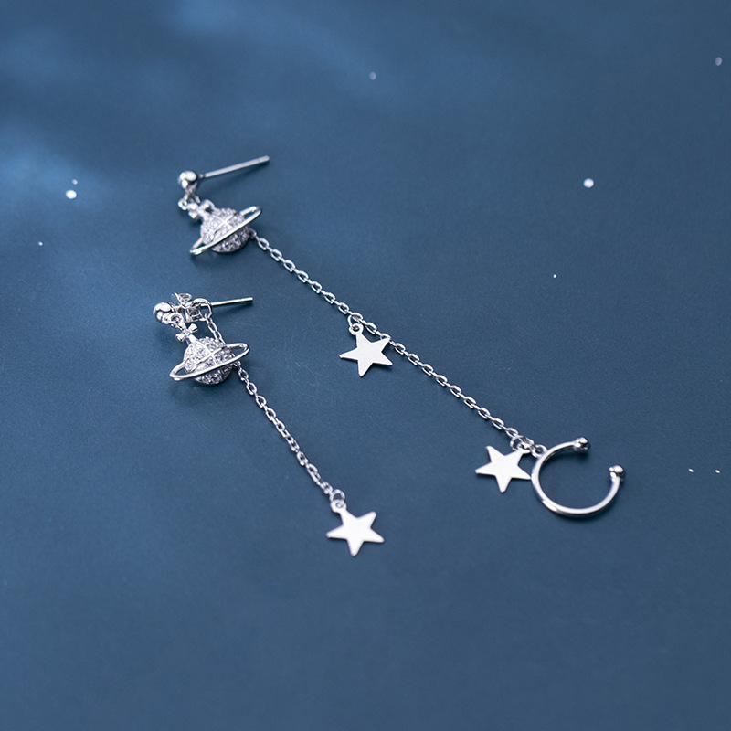 925 Sterling Silver Stars Revolve Around Planets Earrings