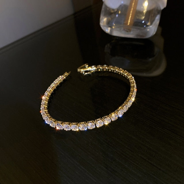 14K Alloy Zirconium Diamond Geometric Bracelet