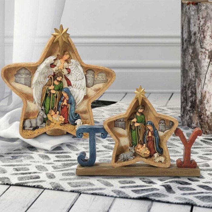 Nativity Scene Holy Family Carved