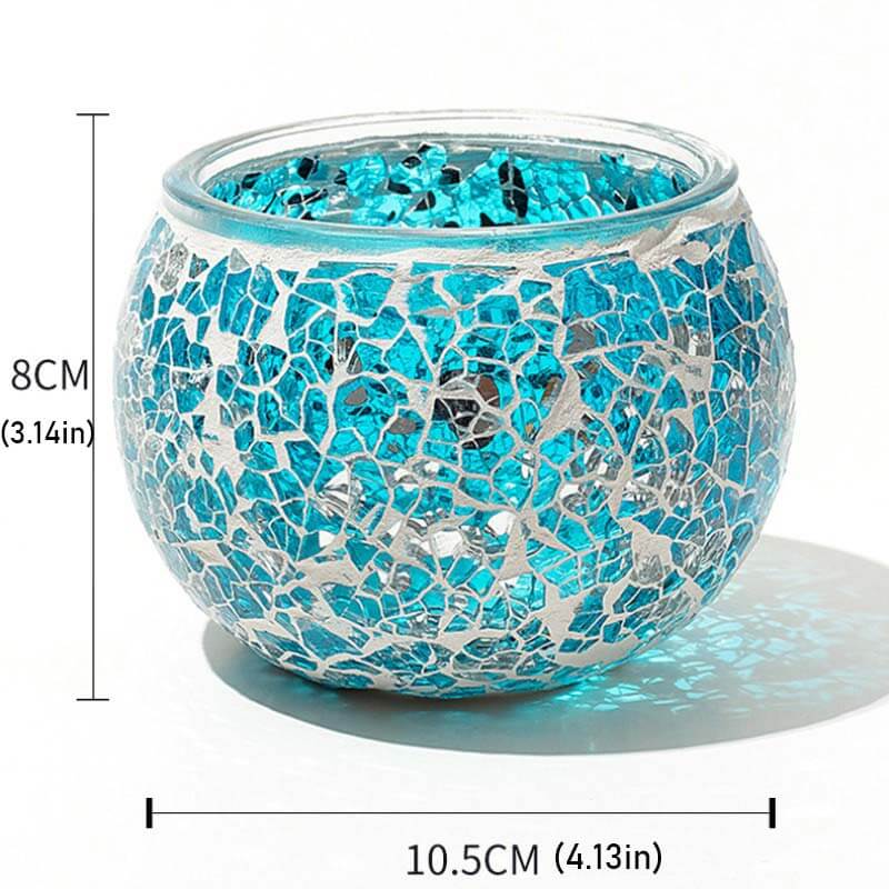 Mosaic Glass Candle Holder, Romantic Handmade Glass Light Candle Shade for Home Holiday Decoration Wedding Party