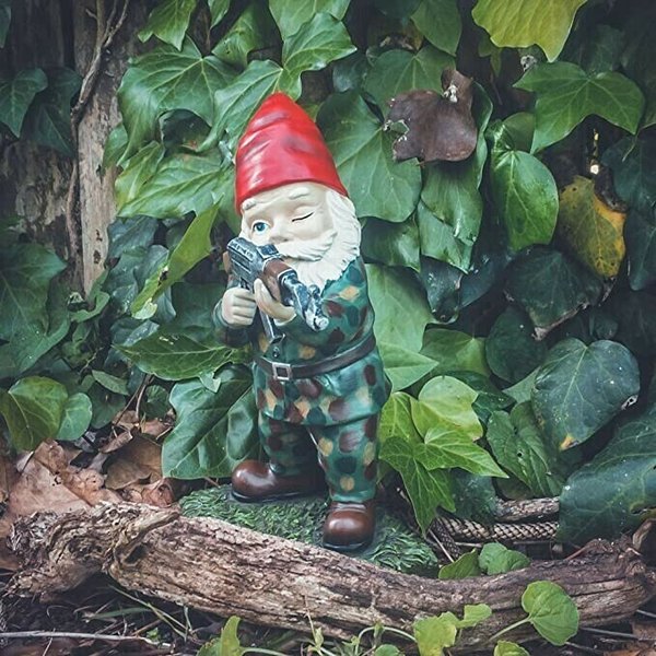 Funny Army Garden Gnome Statue