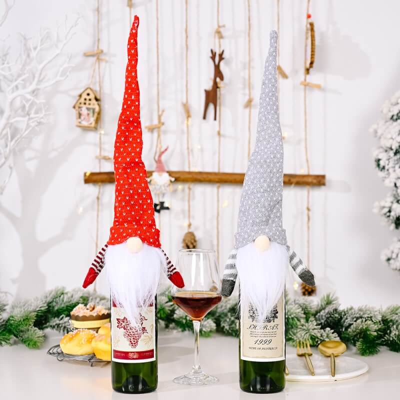 Christmas Faceless Doll Wine Bottle Covers Bags for Christmas Party Decorations Festival Dinner Party Table