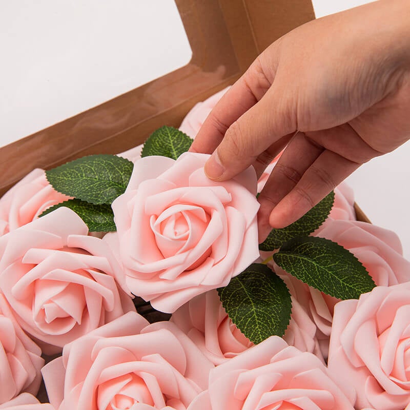 25pcs Artificial Foam Roses Decoration DIY for Wedding Bridal Bouquet Centerpieces