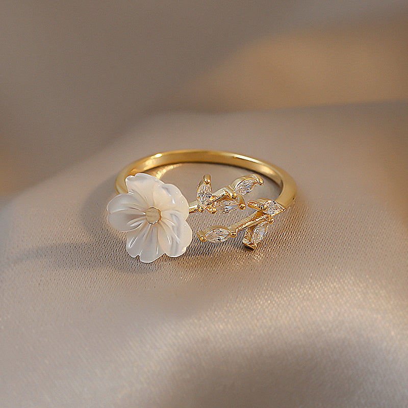 Adjustable White Shell Ring