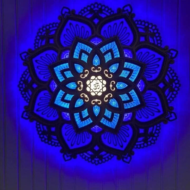 Handmade wooden mandala wall lamp