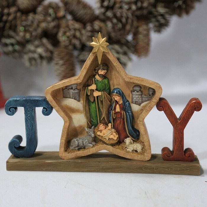 Nativity Scene Holy Family Carved