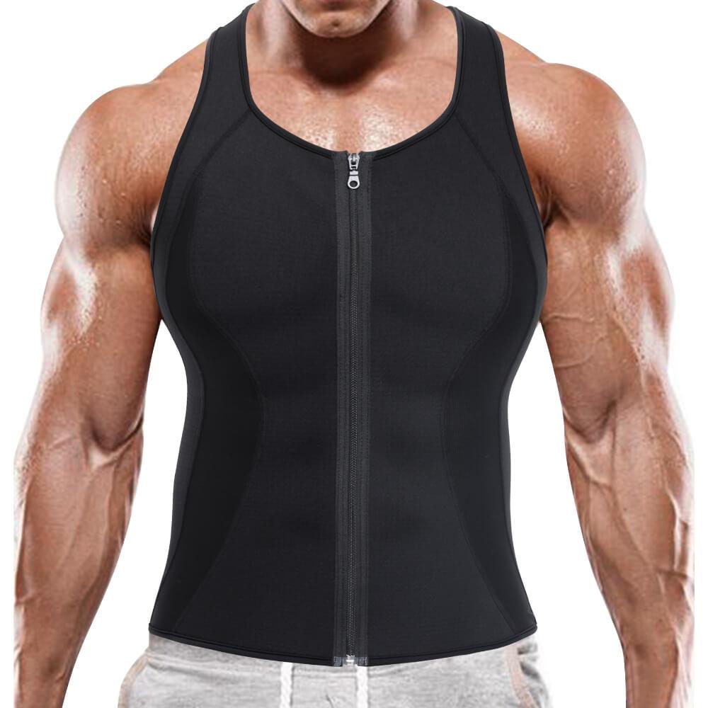 Mens Neoprene Hot Sauna Sweat Zipper Vest For Weight Loss - Nebility