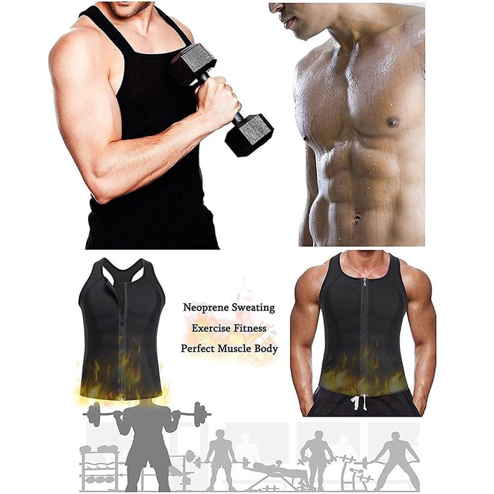 Mens Neoprene Hot Sauna Sweat Zipper Vest For Weight Loss - Nebility