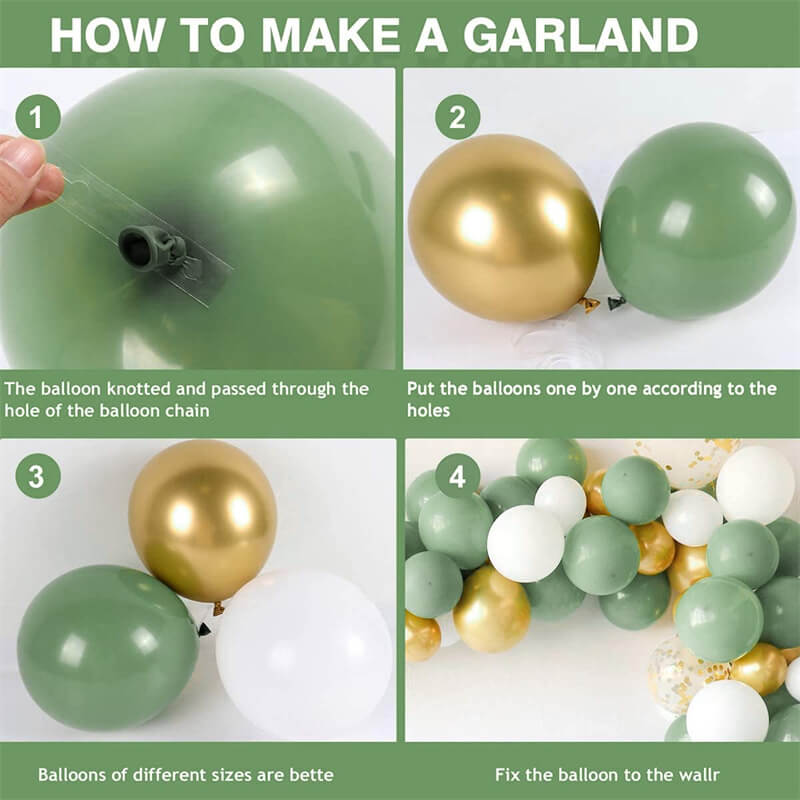 119 Pcs Olive Green Balloon Arch Garland Set for Birthday Wedding Baby Party Decorative Balloons