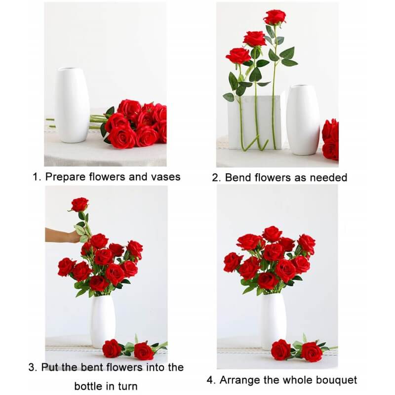 10 Pcs Artificial Roses Fake Flowers for Home Wedding Party Garden Decor