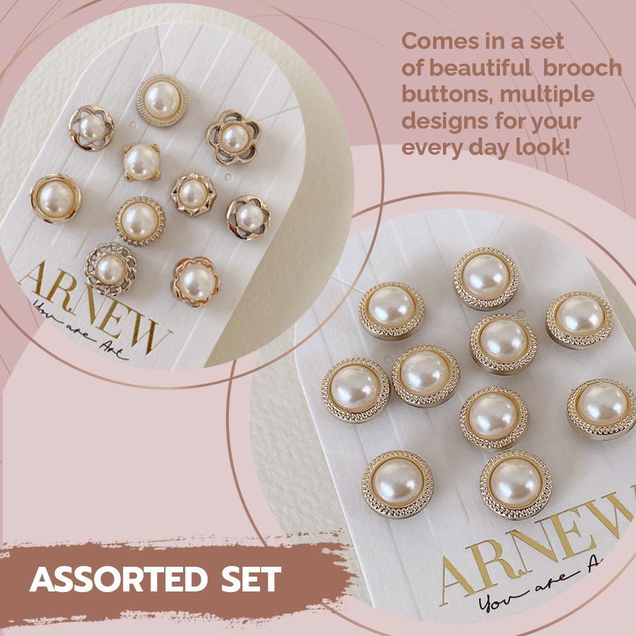 Pearl Cover Up Brooch Buttons Set Women starryhome 