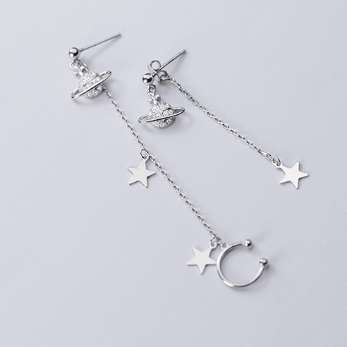 925 Sterling Silver Stars Revolve Around Planets Earrings