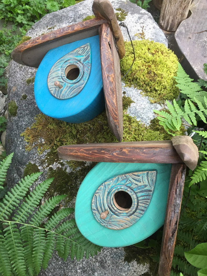 Hand Carved Wood Birdhouses