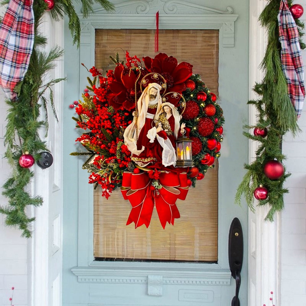 Sacred Christmas Wreath with Lights