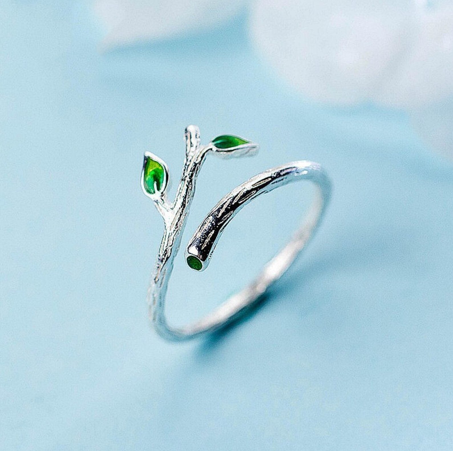 Green Vine Silver Ring