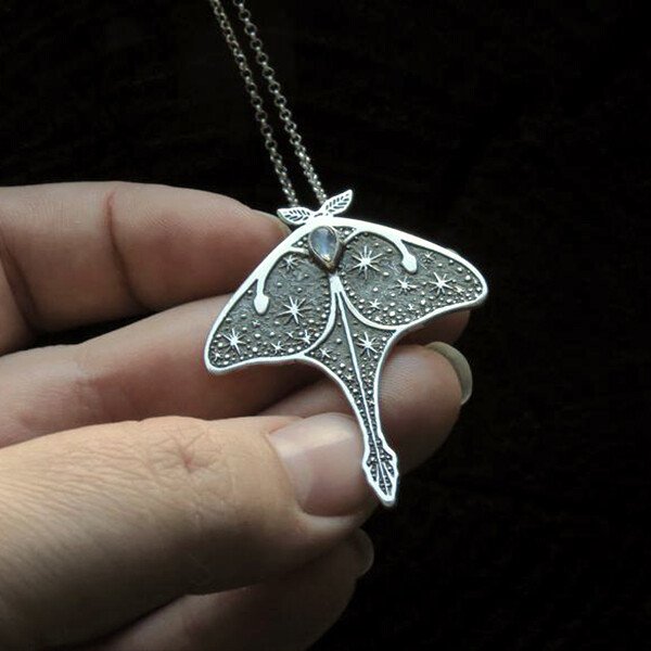 Luna Moth Moonstone Necklace