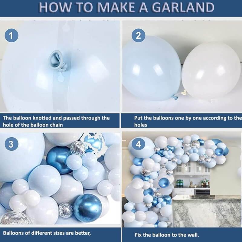 107 Pcs Blue Balloon Arch Garland Set for Birthday Wedding Baby Party Decoration Balloons